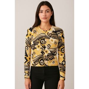 Lilly Pulitzer Retro Floral Mod Swirl Crystal Button Cardigan